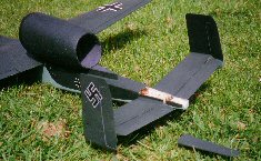 Tail of He162 RC EDF model airplane